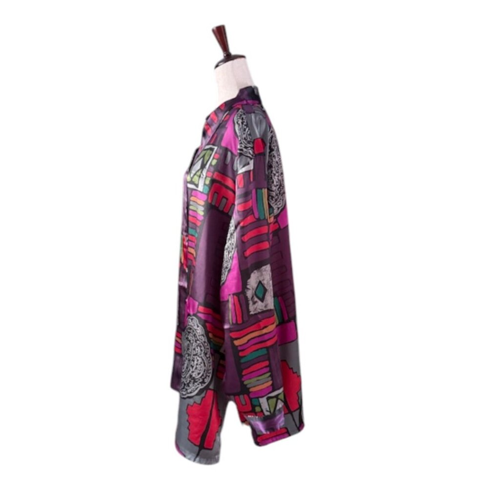 Avenue Women's Button Front Tunic Multi Color Abs… - image 7